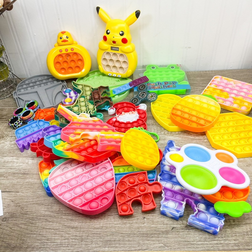 Huge Fidget Toy Lot Push Pop Sensory Toys Pikachu Grogu Unicorn 30+ Pieces